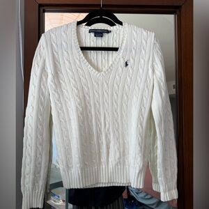 Ralph Lauren White Cable Knit Sweater